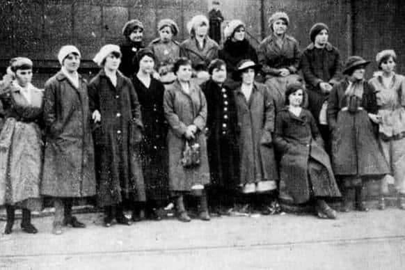 Women munitions workers at Thomas Firth and Sons Ltd pictured in 1917.