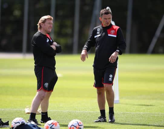 Sheffield United manager Paul Heckingbottom and his assistant Stuart McCall (left) are set for another breakthrough in the transfer market: Simon Bellis / Sportimage