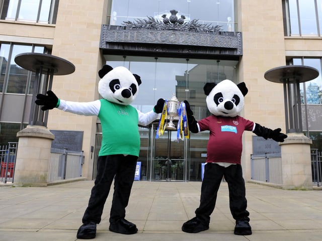 what else would the Pandas wear on their visit to the offices of The Scotsman and Evening News ahead of the cup final on May 19 at Hampden Park.
