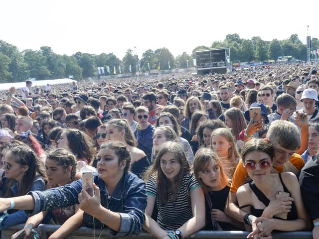 A huge crowd watches Miles Kane on the main stage in Hillsborough Park as Tramlines 2019 gets into full swing