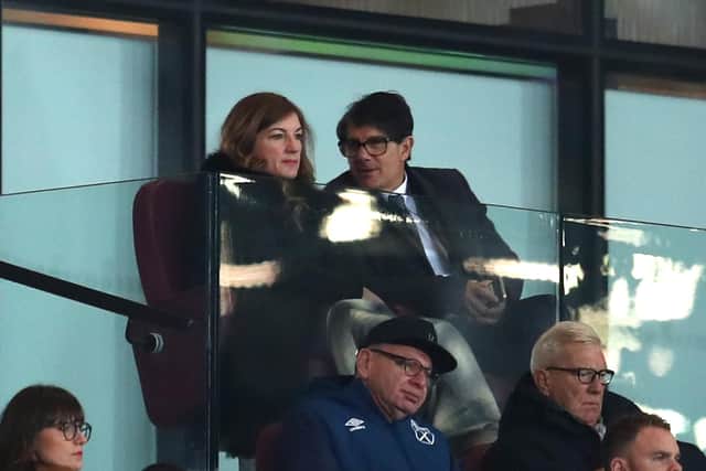 Karren Brady, vice-chairman of West Ham United, pictured with her husband and former Blade Paul Peschisolido.  Picture: Catherine Ivill/Getty Images