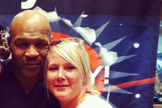 Nicola Notman boxed clever to get her picture taken with Iron Mike in Las Vegas.