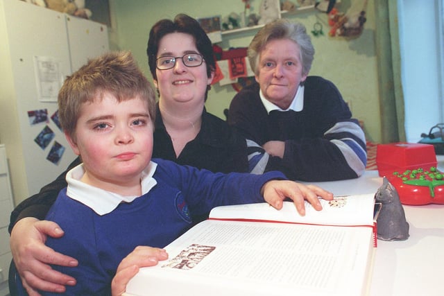 Sid Braybrook, nine, of Whinmoor Road, High Green, with his mother, Ruth 28, and grandmother, Eileen Braybrook, 55, back in 2000
.