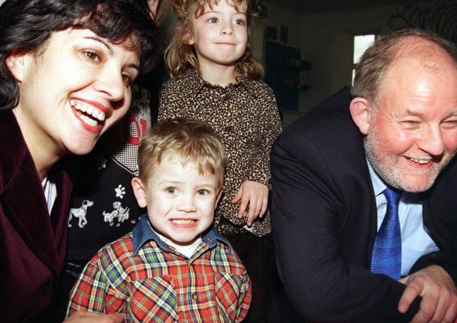 Mp Caroline Flint and Education Minister Charles Clarke at the Apple Tree Nursery on Main Street, Sprotbrough, 1999.
