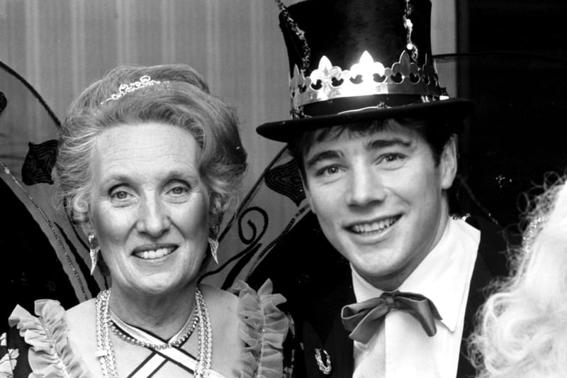 Lady Dunpark ('Butterfly Queen') and Rangers footballer Ally McCoist ('Dragonfly King') in fancy dress at the Sheraton hotel for the Butterfly Ball, in aid of the Marie Curie cancer care charity in December 1988.
