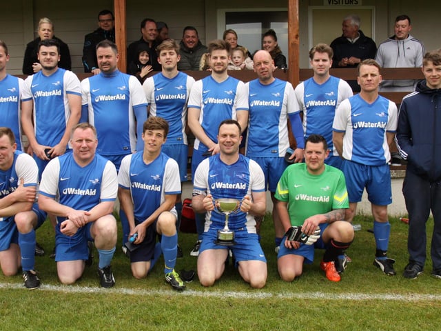 Portsmouth Water with the Len Day Cup after beating Segensworth at Horndean, May 2016. Picture: Kevin Shipp