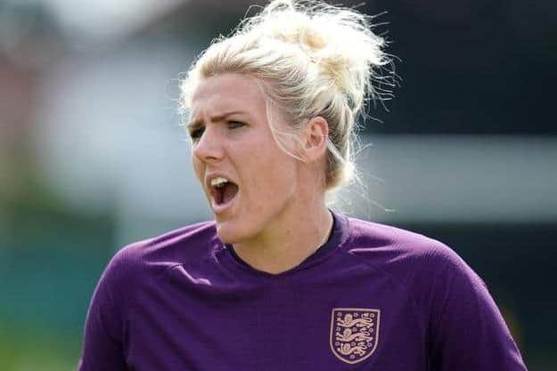 Pictured is England's Millie Bright during a training session at the Stade Municipal Saint-Amand-les-Eaux. PRESS ASSOCIATION Photo. John Walton/PA Wire.