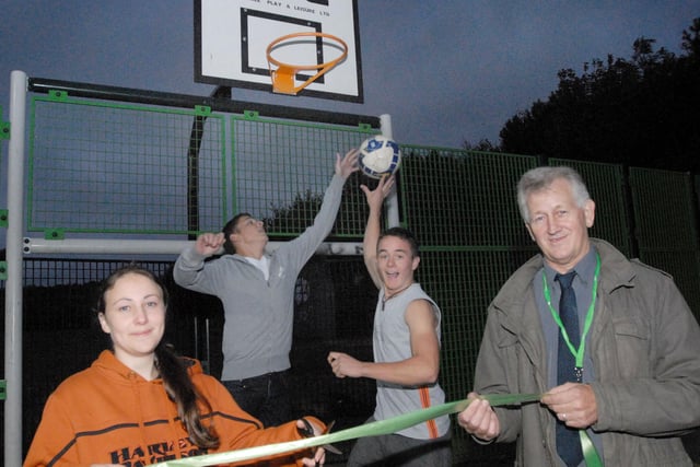 In 2009 youth workers Zoe Gent and Rob Packer opened the new Sherwood Road  games area pictured with Luke Jones and Adam Hikin playing basket ball