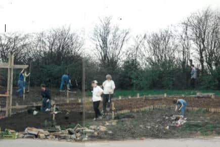 The Millennium Garden at Reignhead Primary when it was being built in 1999.