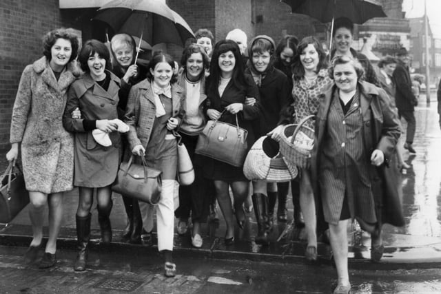 Plessey workers were pictured leaving their meeting at the Unionist Club, South Shields, in 1969.