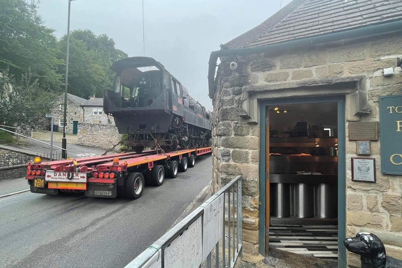 The locomotives make their way through Stoney Middleton towards Darlton Quarry. Villagers say they expect filming to take place over the next two weeks.