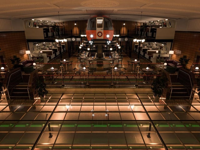 There is a mezzanine level with more seating and a see through dance floor.