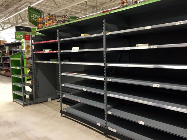 Panic buying has left supermarkets across Doncaster with empty shelves. Asda Doncaster Superstore, Gliwice Way, Bawtry Rd. Picture: NDFP-17-03-20 EmptyShelves 17-NMSY