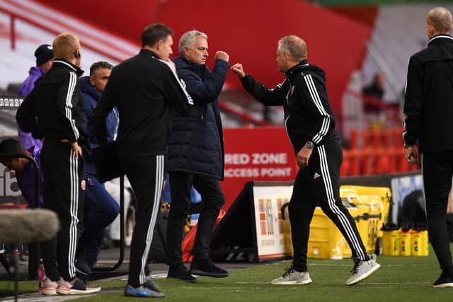 Tottenham Hotspur manager Jose Mourinho (left) and Sheffield United manager Chris Wilder after the Premier League match at Bramall Lane, Sheffield.  Oli Scarff/NMC Pool/PA Wire.