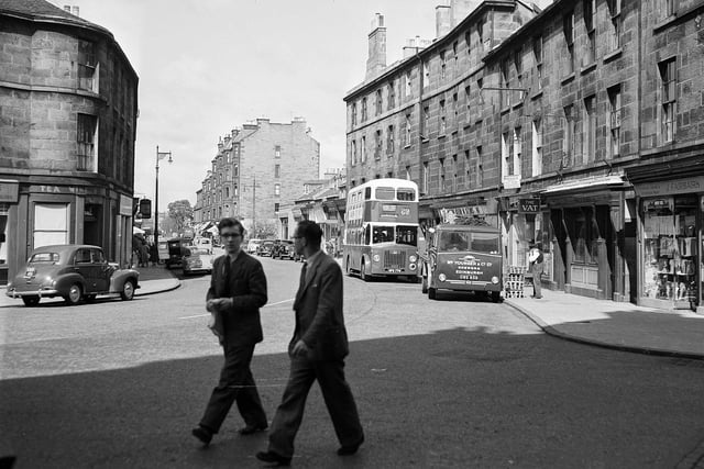 Stockbridge Shopping Centre looking towards Raeburn Place in January 1959.