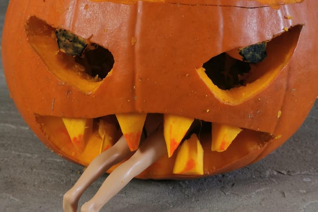 A toy falls victim to Donna Richardson's hungry pumpkin ...