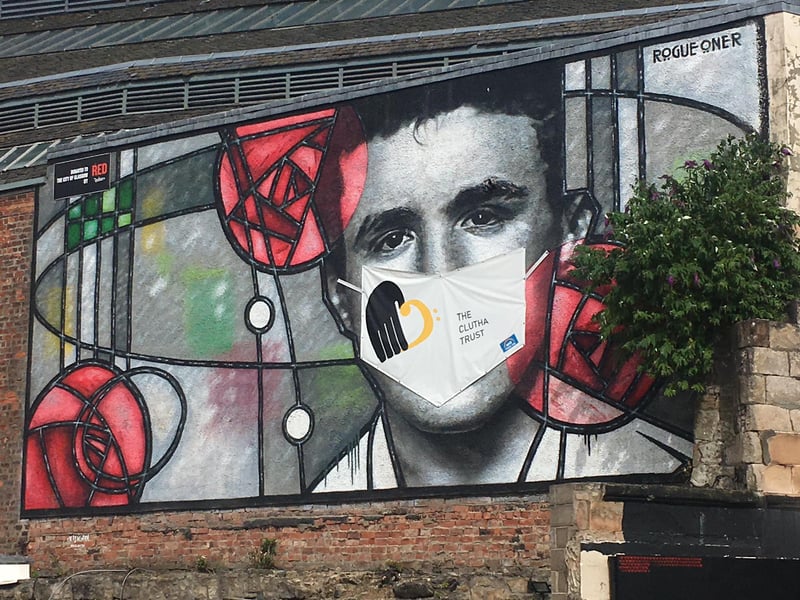 Even Charles Rennie Mackintosh was wearing a mask at Glaasgow's Clutha Bar.