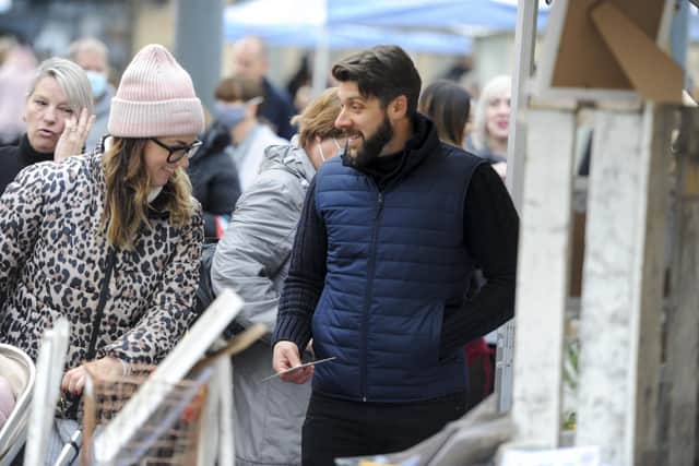 Seasonal shoppers check out the Christmas goodies at Fox Valley Christmas Market.