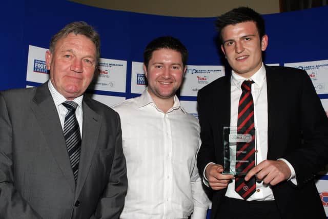 Young Player of the Year went to Harry Maguire of Sheffield United in 2012. Presented by Tony Currie and Dan Morley.