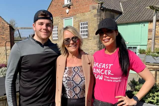 Louise Jackson with her son Joshua Jackson and daughter Antonia Mosby, who have run 100km each during March to raise money for Breast Cancer Now, after Louise was diagnosed with incurable cancer
