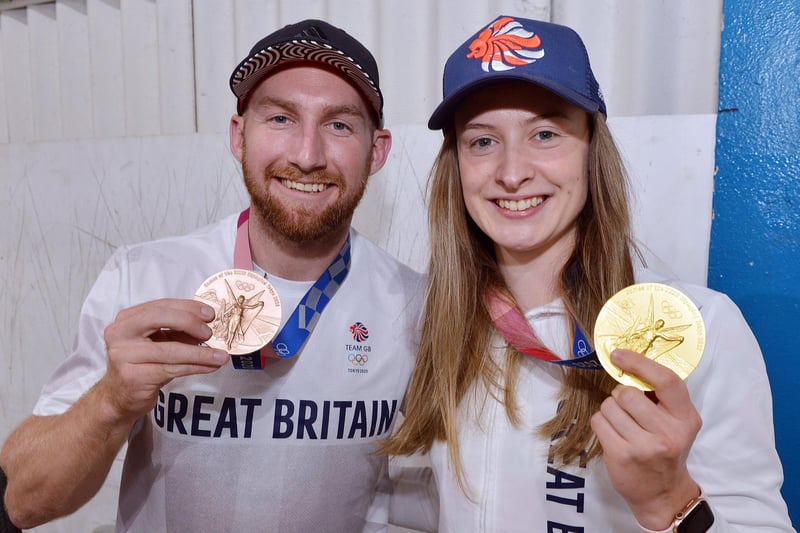 Asylum Skatepark Olympic medal celebrations.
Charlotte Worthington and Declan Brooks with their medals.