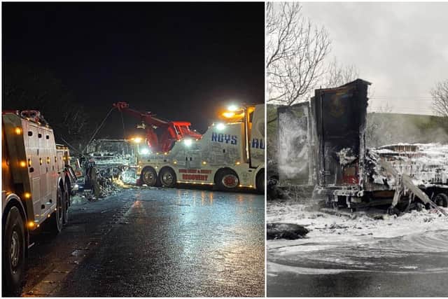 This has been the situation on the M1 near Barnsley today after a lorry fire.