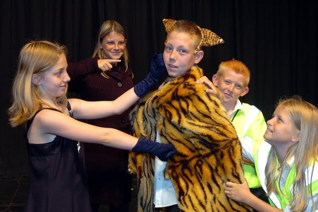 Some of Hungerhill School's young playwrights in 2005 were, from left, Sophie Noble, aged 12, Stephanie Lee, aged 13, Sam Johnson, aged 14, Ryan Senior, aged 12, and Christina Lee, aged 11.