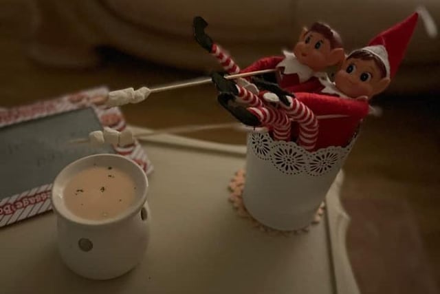 Anita House shared a photo of her elves who were toasting marshmallows!