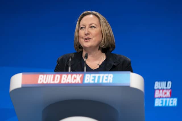 Anne-Marie Trevelyan Secretary of State for International Trade will meet with her Indian counterpart Piyush Goyal in New Delhi on Thursday, Jan. 13. India and Britain are launching talks on pursuing a free trade deal. (AP Photo/Jon Super, File)