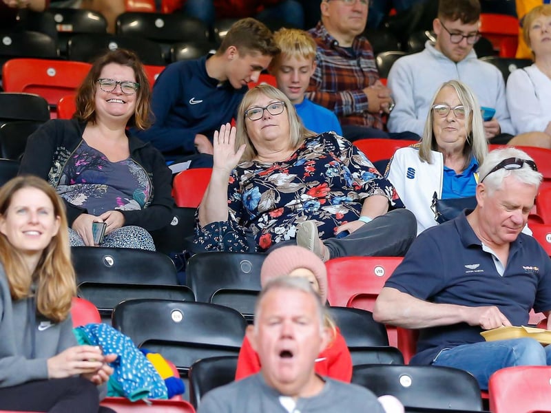 Mansfield fans at the Breyer Group Stadium for the match against Leyton Orient.