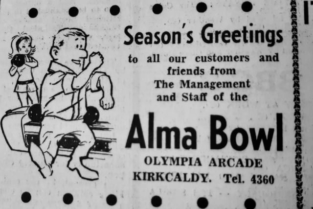 A Christmas greetings advert from Alma Bowl, once the town centre's great tenpin bowling alley.
The site is now flats.