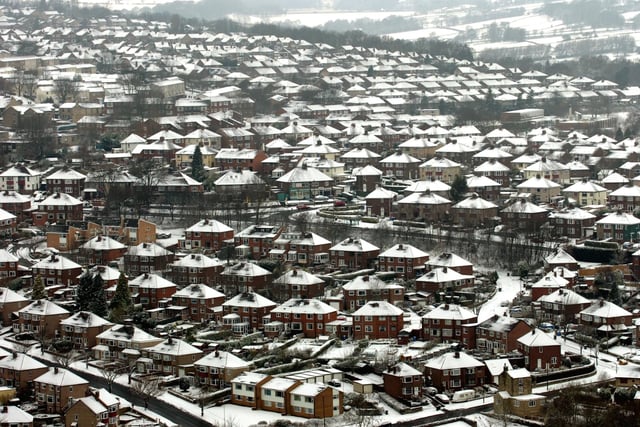 Winter Scene hits Sheffield Snow covered roof tops over Wisewood & Stannington  - December 2010
