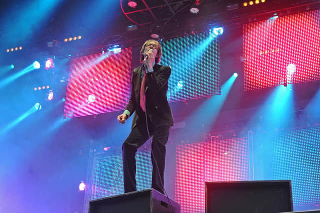 Pulp performing on the Main Stage at the Isle of Wight Festival on Saturday 11th June 2011. Picture: Sarah Standing (112085-9700)