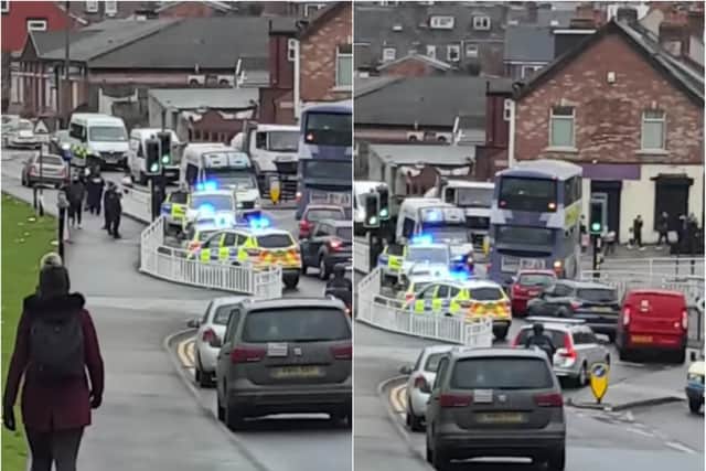 Police officers responded to a mass brawl in Page Hall, Sheffield, yesterday