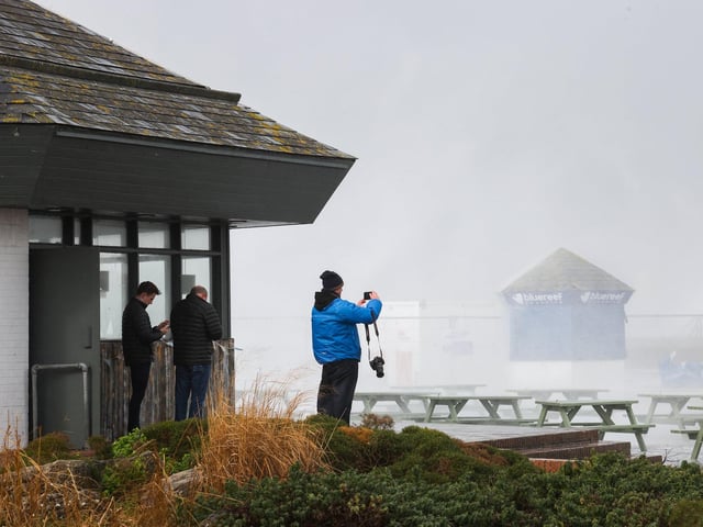 Southsea Seafront saw large waves crashing against the sea walls. Photos by Alex Shute