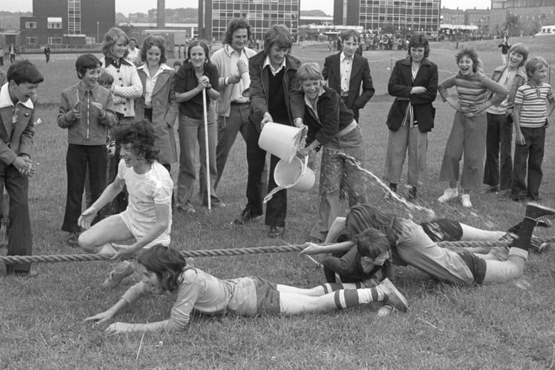 The Pennywell School summer fayre tug-of-war in 1975 looked like great fun. Were you there?
