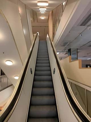 The central escalator in Sheffield's John Lewis store
