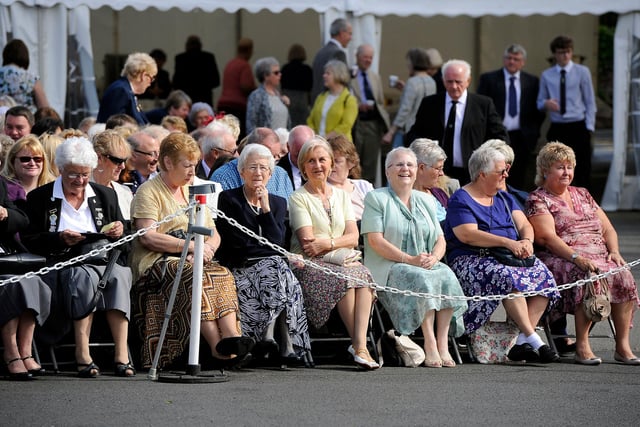 Guests wait to see and speak to the Princess Royal at Strathcarron Hospice back in 2015