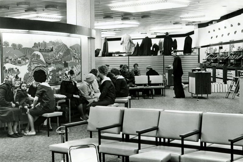 A view of the shoe department in 1964