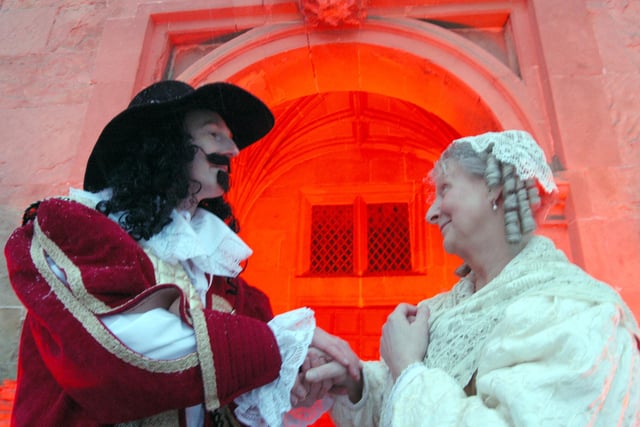 David Leon and Judy Williams pictured at Bolsover Castle on Friday as the castle gets lit up in red for Valentine's Day in 2007.