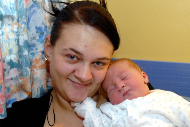 Claire Page from Mansfield with her baby Sophie who was born at 11.37 on New Year's Day