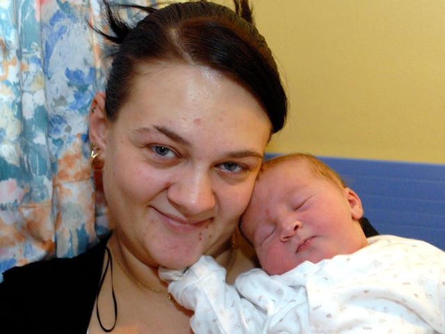 Claire Page from Mansfield with her baby Sophie who was born at 11.37 on New Year's Day