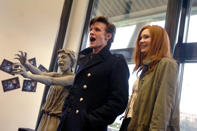 The new Dr Who Matt Smith with his assistant Karen Gillan and a "Weeping Angel" in 2010. Does this bring back great memories?