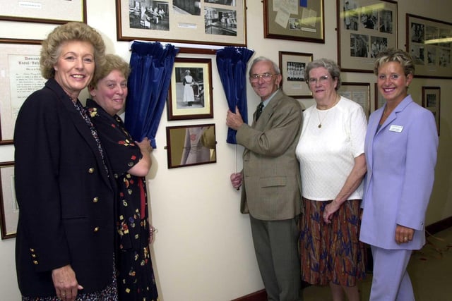 Unveiling a plaque in memory of Winfred Booth, Home Sister at Doncaster Royal Infirmary L to R Carole 0'Neill and Bronwen Mills with Miss Booth's brother Sydner and his wife Kathleen; and Sharon Stower, Director of Nursing and Service improvement