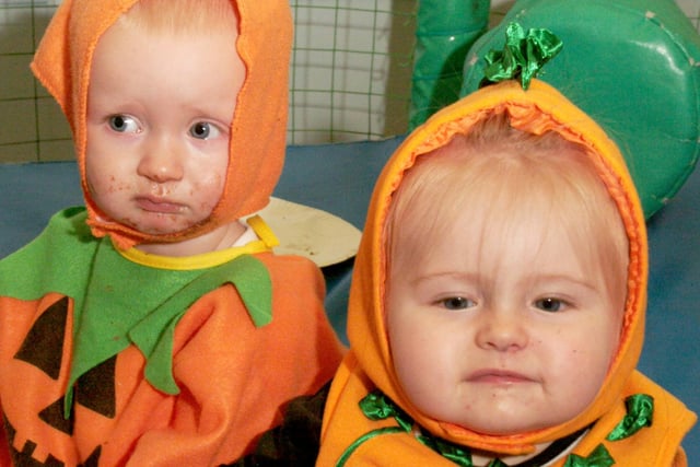 2006: this duo dressed up as pumpkins for some Hallowe’en fun at Hucknall Leisure Centre.
