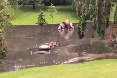 Mortonhall Baby Ashes Memorial pictured in Princes Street Gardens after heavy rainfall caused flooding in parts of the city.