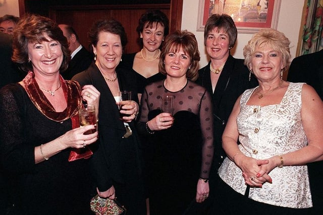 Susan White, Pat Yates, Jackie Kent, Rosie Billing, Pam Butterworth and Rosie Palm enjoying the Hallam branch of the Royal National Lifeboat Institution 175 years celebration dinner at Baldwins Omega in March 1999.