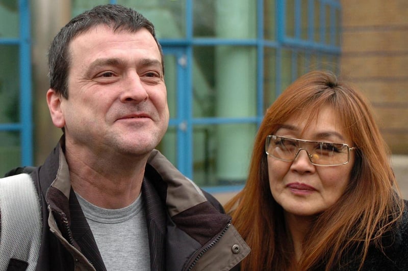 Les McKeown outside Basildon Crown Court in Essex with his wife Keiko, after he was cleared of conspiring to supply cocaine in February 2006 - the darker side of the Rollers' story includes court appearances, addiction battles and deaths of band members