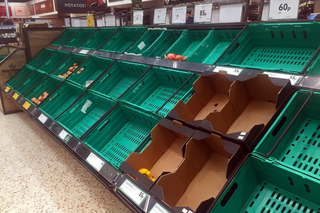 Panic buying has left supermarkets across Doncaster with empty shelves. Morrisons, 1a Watervole Way, Doncaster, yesterday. Picture: NDFP-17-03-20 EmptyShelves 6-NMSY
