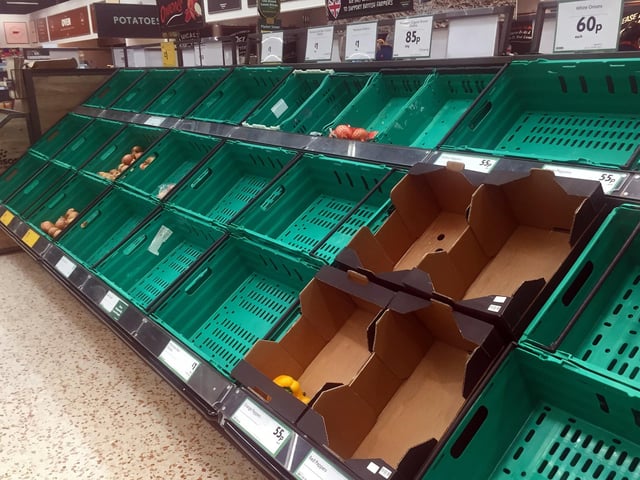 Panic buying has left supermarkets across Doncaster with empty shelves. Morrisons, 1a Watervole Way, Doncaster, yesterday. Picture: NDFP-17-03-20 EmptyShelves 6-NMSY
